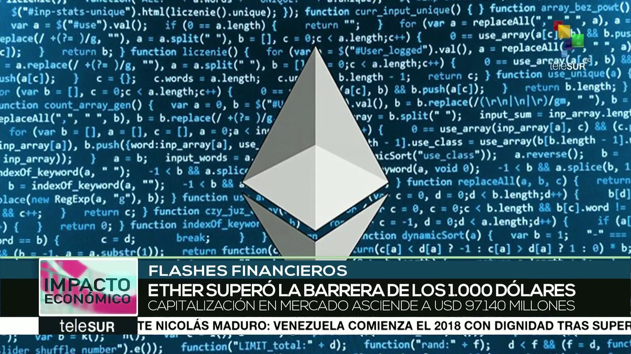 Ethereum superó barrera de los 1000 dólares