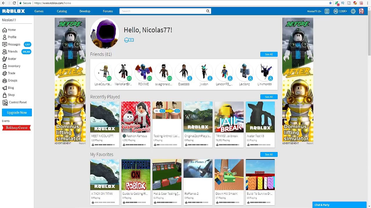 Roblox Home Page Avatar