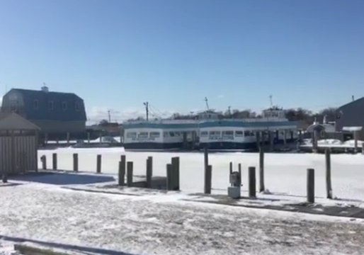 Ferries Frozen at Sayville Terminal After 'Bomb Cyclone'