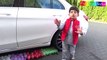 Fun Kid Crushes Colors Balloons with Dad's Car