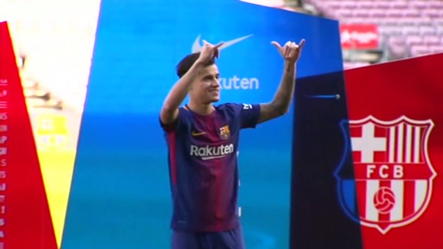 Philippe Coutinho is officially unveiled as a FC Barcelona player.