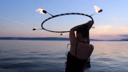 Fire halo hoop and the sun goes down - Hestia Fire Dance