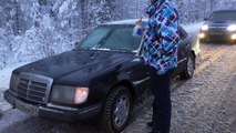 120 километров на тросу. Мерс W124 приехал. 2.0 на палке AMG.