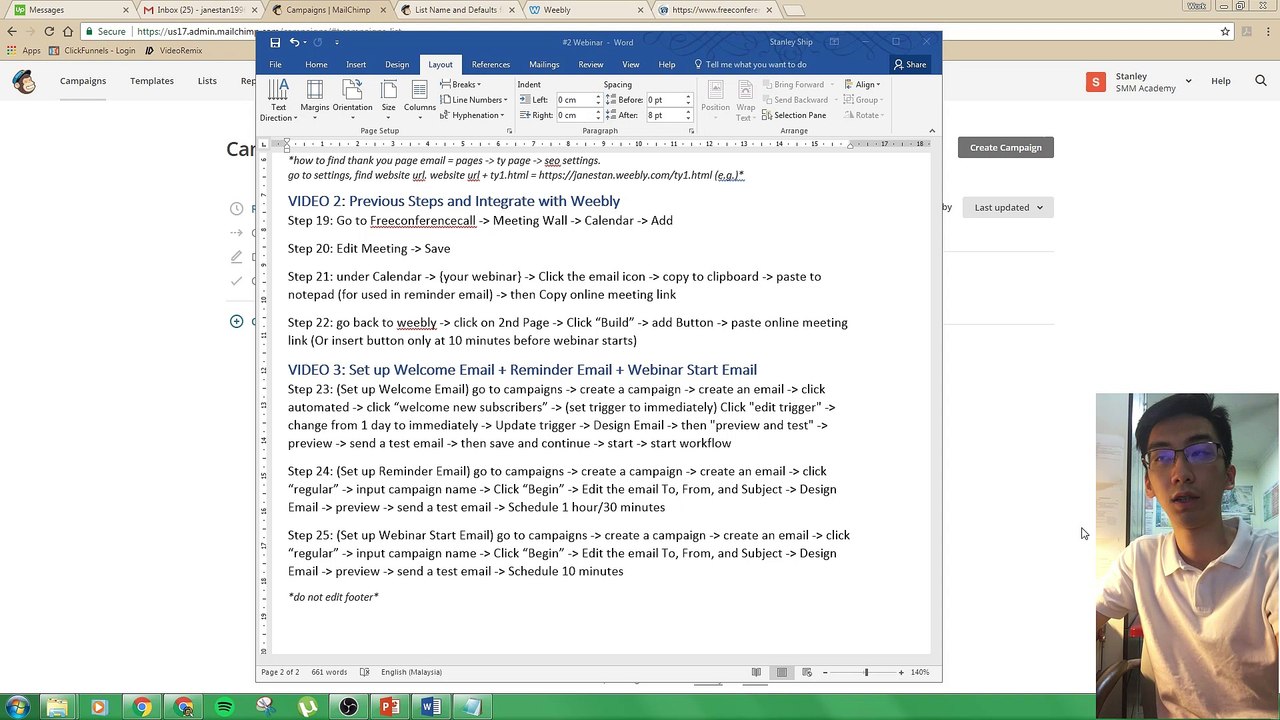 #2 Video 3: Set up Welcome Email + Reminder Email + Webinar Start Email