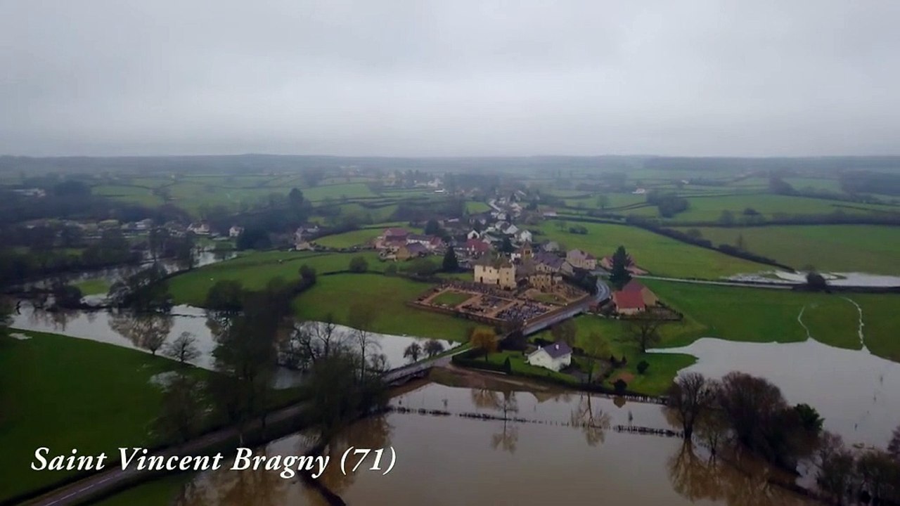 Les inondations en Charolais filmées par drone