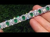 $80,000.00 Estate Natural Colombian Emerald Diamond 18k White Gold Vintage Tenni