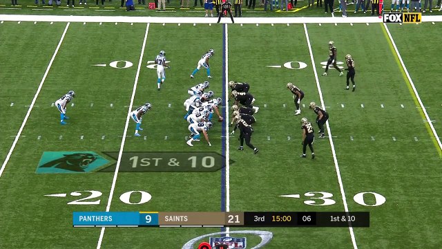 Carolina Panthers quarterback Cam Newton fires high pass to wide receiver Devin Funchess for 17 yards to open second half