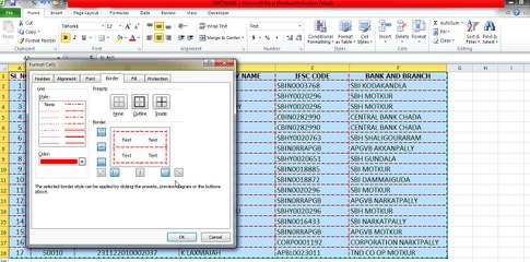 Apply Borders in MS excel sheet