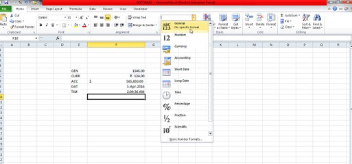 Format cel in MS- excel sheet