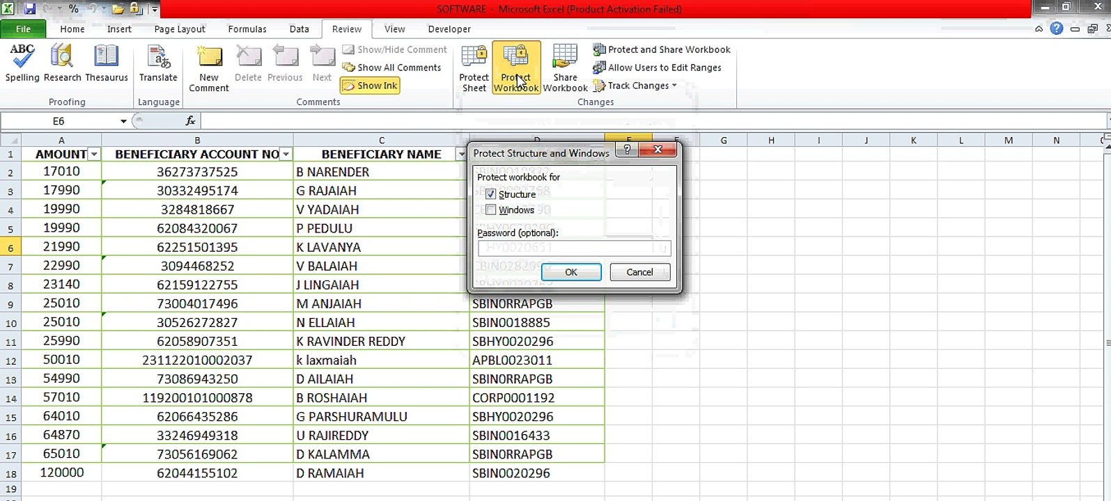 Requiring a Password to Open a Workbook in MS excel