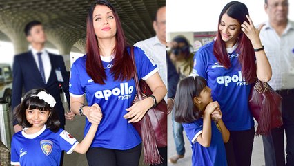 Aaradhya Bachchan Smiles, Poses With Aishwarya Rai At Airport Seeing Photogs