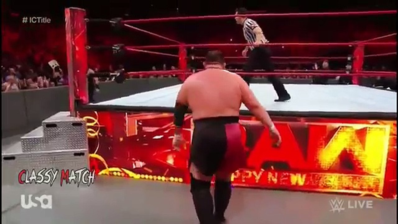 Roman Reigns vs Samoa Joe - Intercontinental Title Match Highlights- Raw, Jan 1, 2018