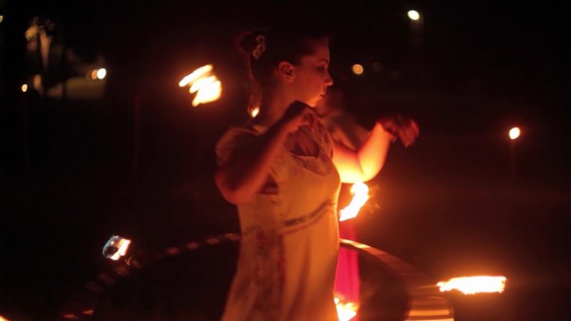 Renaissance uniform on fire artists - Hestia Fire Dance
