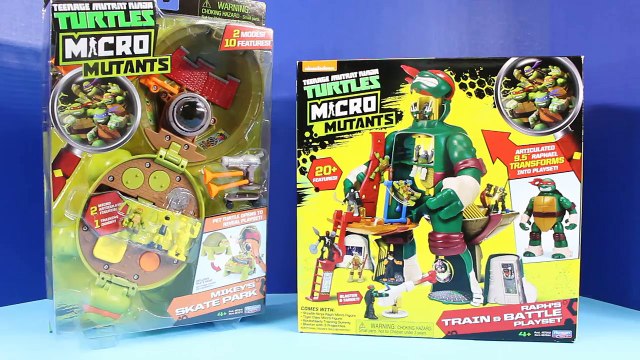 Teenage Mutant Ninja Turtles TMNT Micro Mutants Raphs Train & Battle Playset And Mikeys Skate P