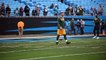Green Bay Packers QB Aaron Rodgers throws in warm-ups before his first start back from injury