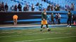Green Bay Packers QB Aaron Rodgers throws in warm-ups before his first start back from injury