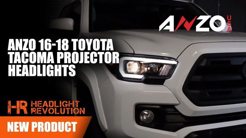 Black Projector Anzo Headlights with DRL for Toyota Tacoma 2016-2018 | Headlight Revolution