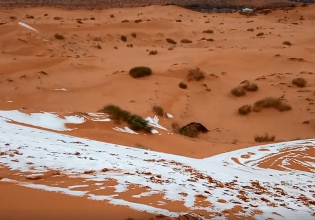 Rare Snow Blankets Algeria's Sahara Desert
