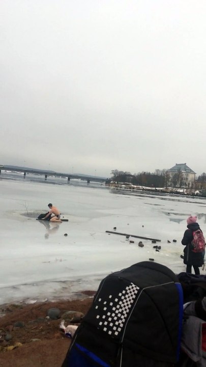 Man Rescued Dog from Ice