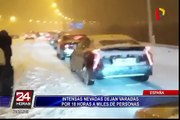 España: Intensa nevada atrapa por 18 horas a miles de personas