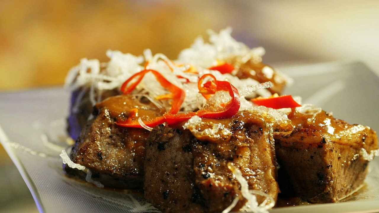 Phengphian Laogumnerd’s recipe for Roast Pork in Chilli & Black Bean Sauce