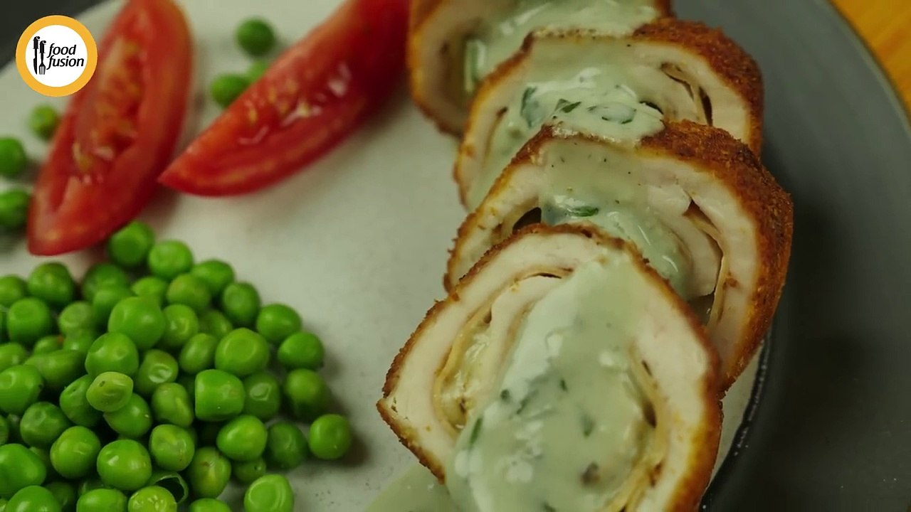 Chicken Cordon Bleu with Sauce Recipe By Food Fusion