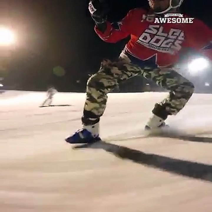 This looks dangerously fun ❄️ (IG: sleddogsskates)