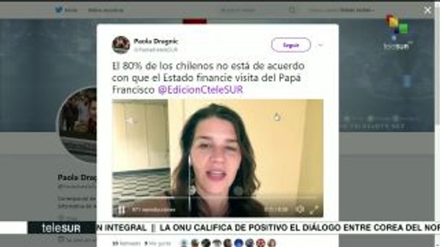 El 80% de chilenos en desacuerdo con que Estado financie visita papal