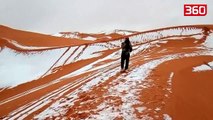 Crazy weather in desert, Snow covers Sahara desert