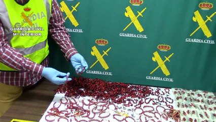 Guardia Civil incauta en Barcelona pulseras y pendientes con semillas tóxicas y alucinógenas