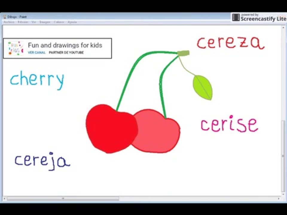 how to draw cherry with languages and Nursery rhymes for children