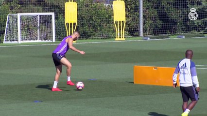 Benzema showing pin-point accuracy in training