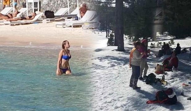 Ocak ayında bir yanda deniz diğer yanda kar keyfi