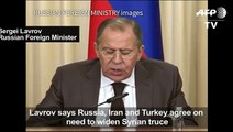Russia, Iran, Turkey agree on need to widen Syria truc
