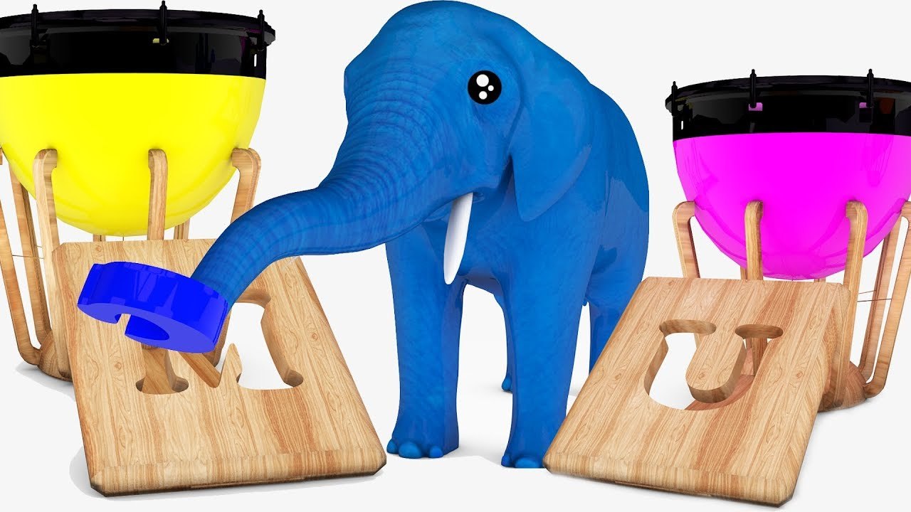 Learn Color MUSIC Elephant Animal W Cartoon Ball Nursery Rhymes Song For Kids