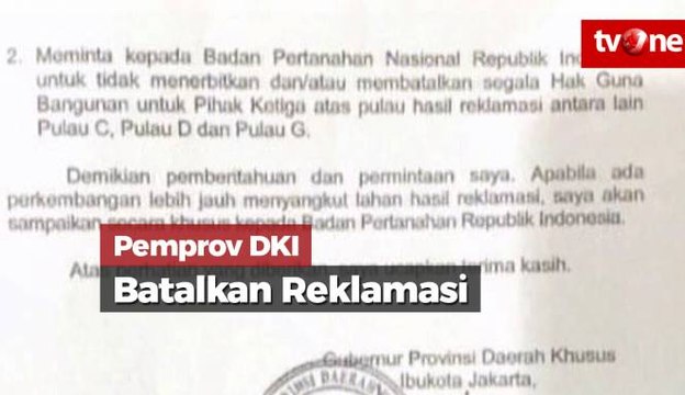 Pemprov DKI Batalkan Reklamasi
