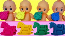 Learn Colors Play Doh Baby Dolls Finger Feeding Bottle & Horse Fun Creative Nursery Rhymes For Kids