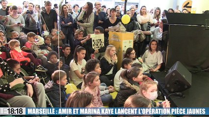 Le 18:18 : les chanteurs Marina Kaye et Amir lancent l'opération "pièces jaunes" à Marseille
