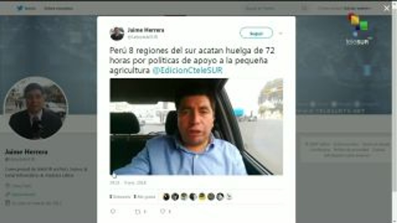 Campesinos peruanos en paro, exigen apoyo a la pequeña agricultura