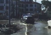 Montecito Residents Drive Through Flooded Neighborhood Following Storm