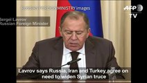 Russia, Iran, Turkey agree on need to widen Syria truce