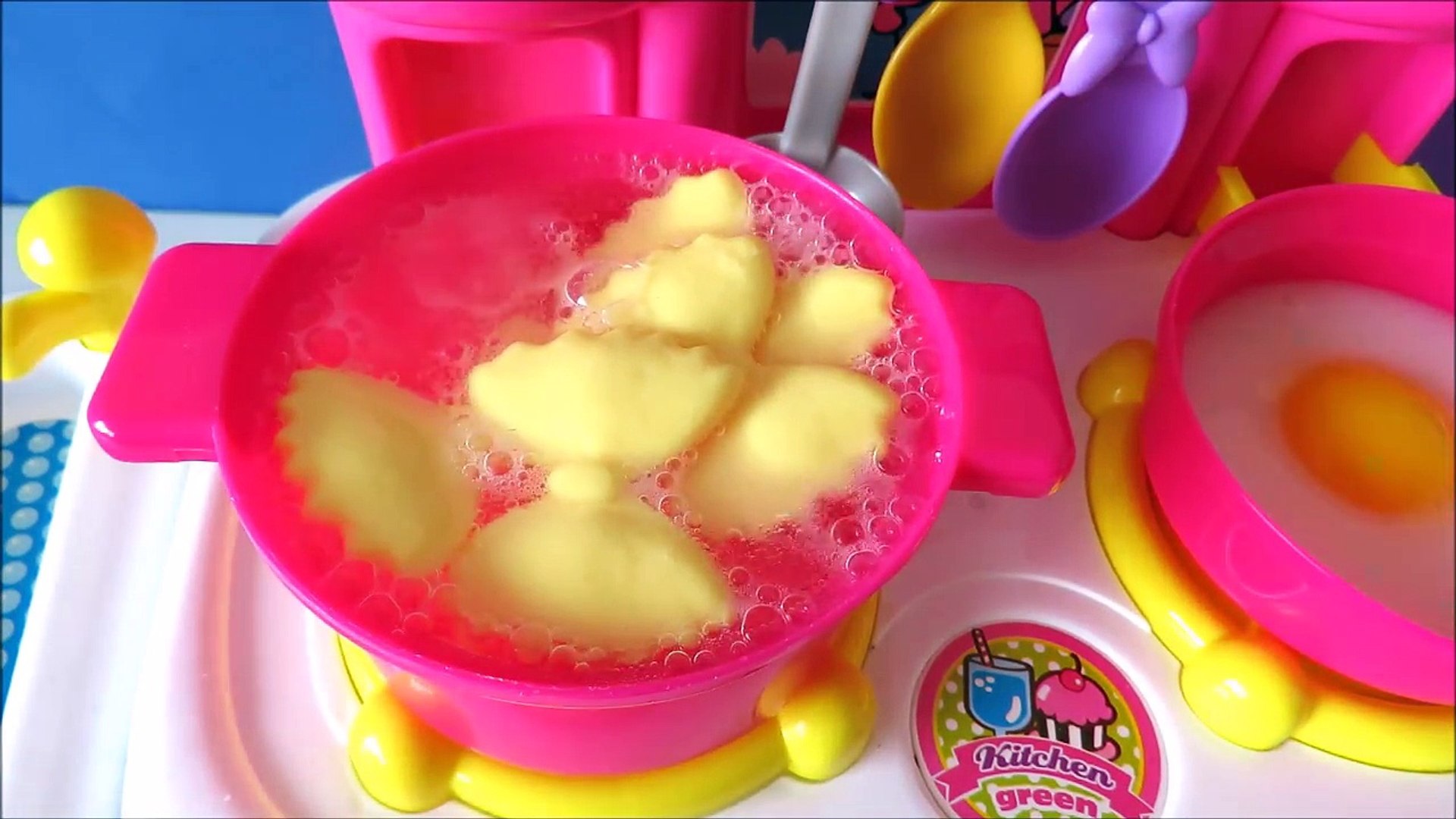 ⁣Toy kitchen cooking baking play-doh bread slime egg velcro cutting vegetables mentos lemonade