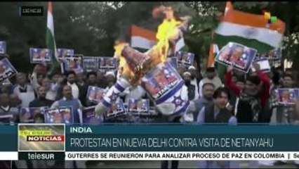 Protestan en la India contra la visita del primer ministro israelí