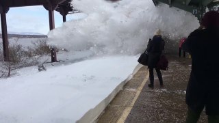 Train Snow Plowing  train vs snow