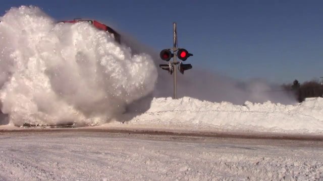 Train Snow Plowing train vs snow