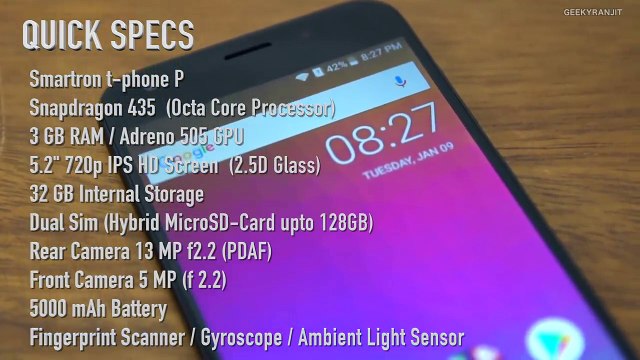 Smartron t-phone P Unboxing & Overview Budget Smartphone with 5000 mAh Battery