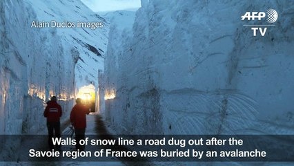 Avalanche burries French mountain road under meters of snow