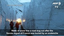 Avalanche burries French mountain road under meters of snow