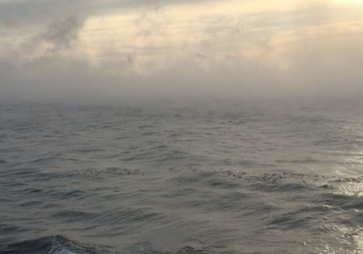 Sea Smoke Flows Atop Lake Superior Surf During Duluth Cold Snap