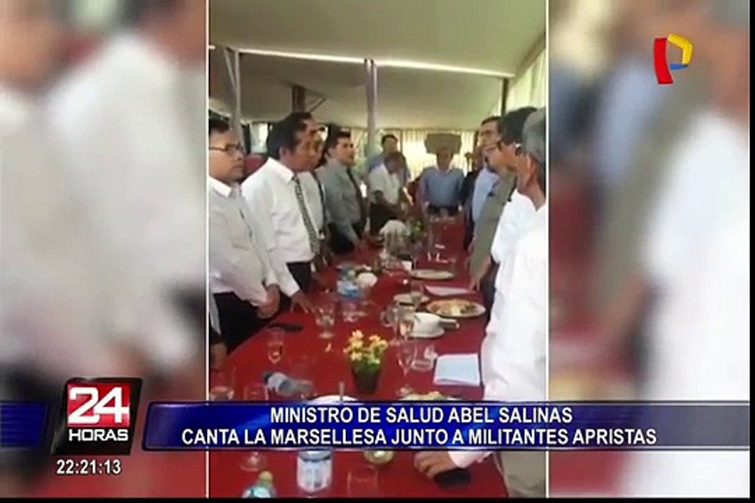 Ministro de Salud Abel Salinas canta La Marsellesa junto a militantes apristas